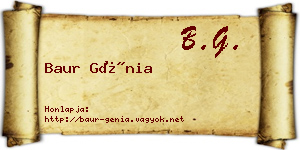 Baur Génia névjegykártya